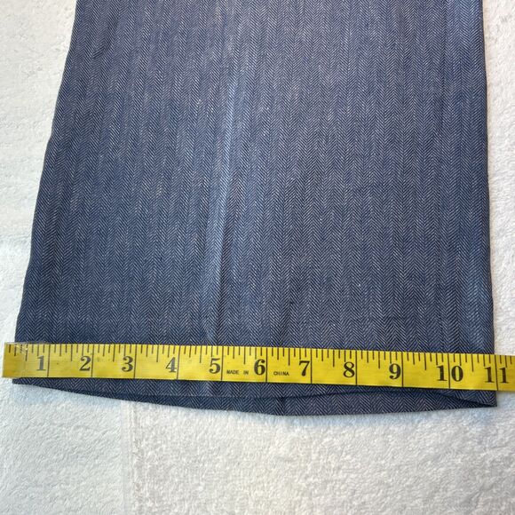 If Only Studio Pinstripe Blue Linen Wide Leg Pants Side Pockets Women SZ 10 NEW - Picture 5 of 10